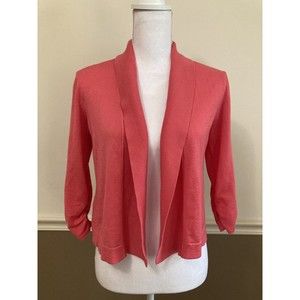 89th & Madison Women's Cardigan Sweater SMALL Pink Short  3/4 Gathered Sleeves